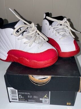 Jordan Kids White and Red Retro Sneakers